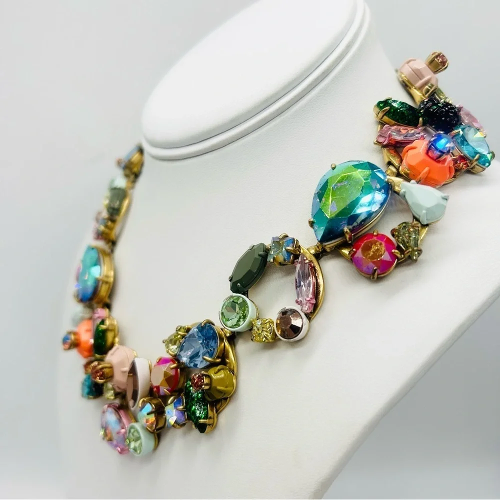 J. Crew Brulee Crystal Wreath Necklace - Picture 3 of 10
